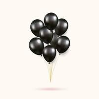 3d realistisch schwarz glücklich Geburtstag Luftballons fliegend zum Party und Feierlichkeiten vektor