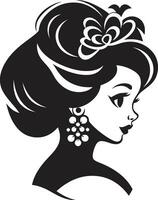 höfisch Glanz Logo Vektor Design Prinzessin Persona beleuchtet ikonisch Emblem Symbol