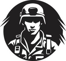 trupp tecken ikon av tapperhet patriotisk profil soldater anlete vektor