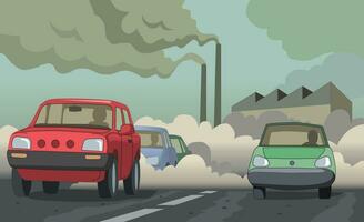 utsläpp av rök och skadlig gaser från de fabriker och fordon vektor