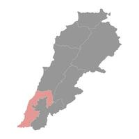 Süd Gouvernorat Karte, administrative Aufteilung von Libanon. Vektor Illustration.