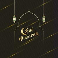 islamic hälsningar eid mubarak kort design vektor