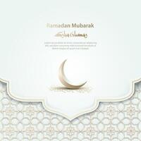 islamic hälsning ramadan mubarak kort design med islamic mönster och halvmåne måne vektor