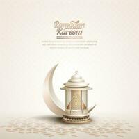 islamisch Gruß Ramadan kareem Karte Design mit Weiß Halbmond und Laterne vektor