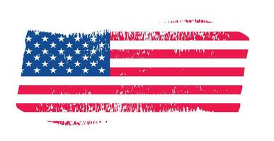 grunge oss flagga borsta stroke effekt. USA flagga borsta måla använda sig av till 4 av juli amerikan president dag. förenad stater av Amerika flagga med vattenfärg måla borsta stroke textur eller grunge textur design. vektor