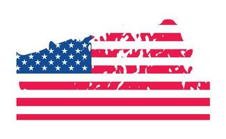 grunge oss flagga borsta stroke effekt. USA flagga borsta måla använda sig av till 4 av juli amerikan president dag. förenad stater av Amerika flagga med vattenfärg måla borsta stroke textur eller grunge textur design. vektor