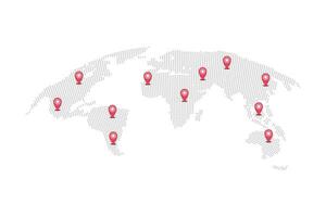 värld Karta med stift pekare mark vektor illustration