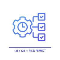 2d Pixel perfekt Gradient Zeit Verwaltung Symbol, isoliert Vektor, dünn Linie lila Illustration Darstellen Sanft Fähigkeiten. vektor