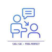 2d Pixel perfekt Gradient Coaching Symbol, isoliert Vektor, dünn Linie lila Illustration Darstellen Sanft Fähigkeiten. vektor