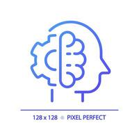 2d Pixel perfekt Gradient hoch iq Symbol, isoliert Vektor, dünn Linie lila Illustration Darstellen Sanft Fähigkeiten. vektor