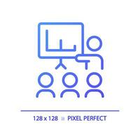 2d Pixel perfekt Gradient Öffentlichkeit Sprechen Symbol, isoliert Vektor, dünn Linie lila Illustration Darstellen Sanft Fähigkeiten. vektor