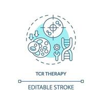 2d redigerbar blå tcr terapi ikon, enfärgad isolerat vektor, tunn linje illustration representerar cell terapi. vektor
