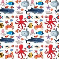 Cartoon Sea Life nahtlose Muster mit vielen verschiedenen Muscheln vektor