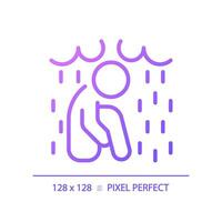 2d Pixel perfekt Gradient Verzweiflung Symbol, isoliert Vektor, dünn Linie lila Illustration Darstellen Psychologie. vektor