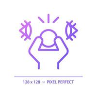 2d Pixel perfekt Gradient Paranoia Symbol, isoliert Vektor, dünn Linie lila Illustration Darstellen Psychologie. vektor