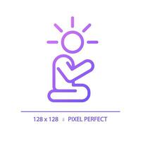 2d Pixel perfekt Gradient Linderung Symbol, isoliert Vektor, dünn Linie lila Illustration Darstellen Psychologie. vektor
