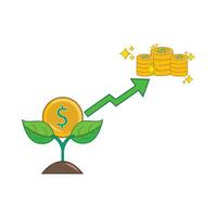 investering, Diagram pil med pengar mynt illustration vektor