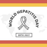begrepp av hepatit en, b, c, d, cirros, värld hepatit dag. webb horisontell baner mall med värld Karta, virus och färgad röd och gul band. medicinsk affisch för viral hepatit. vektor. vektor