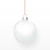 glas transparent jul boll. xmas glas boll på transparent bakgrund. Semester dekoration mall. vektor illustration