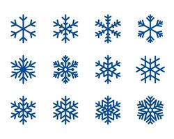 Schneeflocke Winter einstellen von Blau isoliert Symbol Silhouette auf Weiß Hintergrund Vektor Illustration