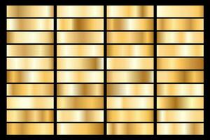 samling av gyllene metallisk lutning. lysande plattor med guld effekt. vektor illustration