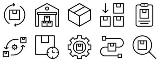 Versand Lieferung Linie Stil Symbol einstellen Sammlung vektor