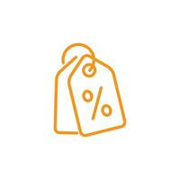Orange Einkaufen Stichworte Linie Kunst Symbol isoliert auf Weiß Hintergrund. Besondere Angebot unterzeichnen. Rabatt Gutscheine Symbol. Vektor. vektor