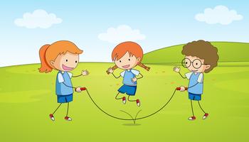Barn leker hoppa rep vektor