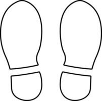 Fußabdrücke Mensch Symbol im Linie Silhouette, isoliert auf Schuh Sohlen drucken Stiefel, Baby, Mann, Frauen Fuß drucken treten Eindruck Symbol barfuß. Vektor zum Apps, Webseite