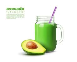 Grün Avocado Entgiftung Smoothie oder Saft, 3d Vektor
