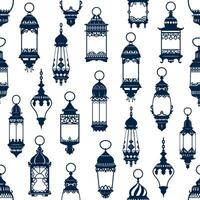 nahtlos Muster von Ramadan arabisch Laternen oder Lampen vektor