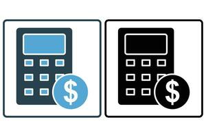 finansiell beräkningar ikon. kalkylator med dollar. ikon relaterad till finansiera. fast ikon stil. element illustration vektor