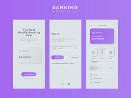 uppkopplad bank mobil app ui utrustning Inklusive som logga in, tecken upp, kort detaljer för mottaglig hemsida. vektor