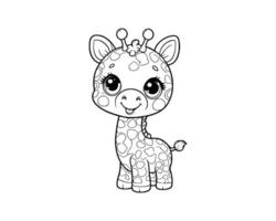 süß Karikatur von Giraffe Färbung Buch. Gliederung Linie Kunst. druckbar Design. isoliert Weiß Hintergrund vektor