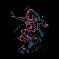 das Skateboarding Astronaut Illustration Vektor