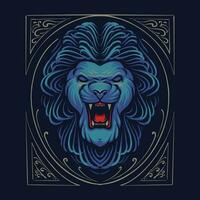 blå lejon huvud vektor illustration