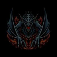 das Drachen Monster- Attacke Illustration vektor