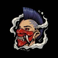 punk- huvud med japansk mask vektor