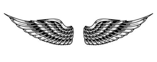 vektor årgång ängel vinge tatuering illustration