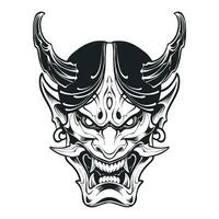 japanisch Teufel Maske Linie Kunst Illustration vektor