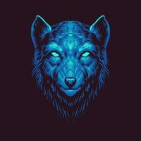 blaue Wolfskopf-Vektorillustration vektor