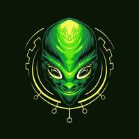 Grün Außerirdischer Kopf Vektor Illustration