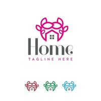 feminin blommig hus vektor logotyp design