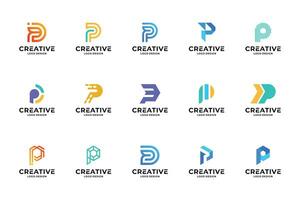 einstellen von kreativ Initiale Brief p Logo Design. Sammlung von Brief p Logotyp. vektor