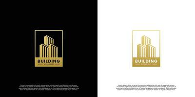 modern Gebäude Logo Design mit golden Farbe vektor