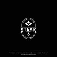 Steak Haus, Rindfleisch Steak Logo Design Jahrgang zum Restaurant Geschäft vektor