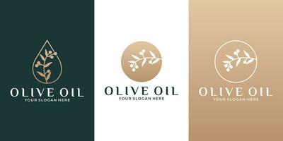 skönhet oliv olja gren logotyp design mall med gyllene Färg för din företag kosmetisk, salong, spa, ört- vektor