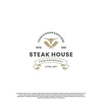 Steak Haus, Rindfleisch Steak Logo Design Jahrgang zum Restaurant Geschäft vektor