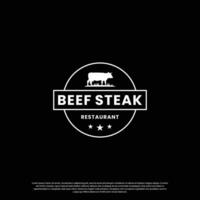 Steak Haus, Rindfleisch Steak Logo Design Jahrgang zum Restaurant Geschäft vektor