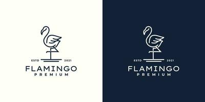 Flamingo Logo Vektor Linie Gliederung Mono Linie Symbol Illustration